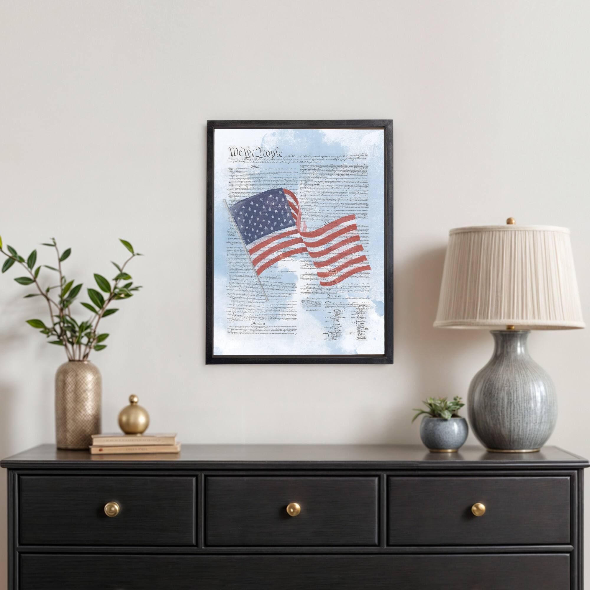 24" Flag Constitution Framed Print